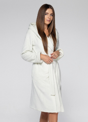 Теплый женский флисовый халат с капюшоном Shato, Белый, XXL